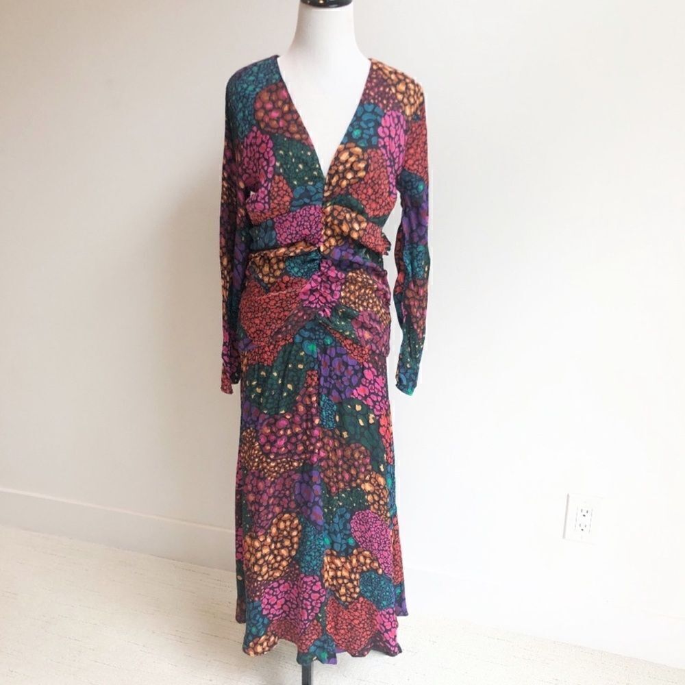Farm Rio Rainbow Hearts Midi Dress Size S - Picture 6 of 10